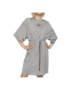 Платье минималистичное с круглым вырезом, сетка, завязывающаяся на талии, платье, серый Nike