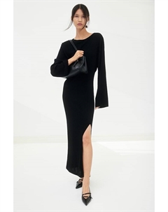 Трикотажное платье в рубчик, черный H&m