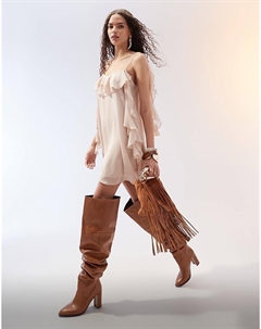 Бледно-розовое шифоновое платье мини с открытой спиной и оборками DESIGN Asos