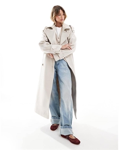 Кремовый тренч из искусственной шерсти DESIGN Asos