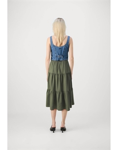 Юбка А-силуэта ONLNOELLE MIDI STRING SKIRT, оливковый Only