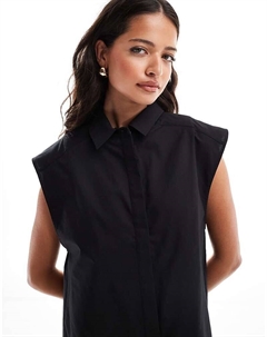 Черная рубашка без рукавов DESIGN Asos