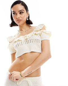 Кремовый вязаный топ на бретелях с завязками DESIGN Asos