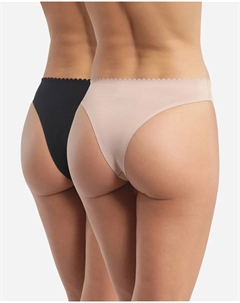 Набор из 2 высоких трусиков из хлопка с лазерной резкой, мультиколор Dim