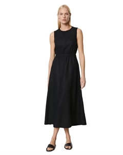 Укороченное льняное платье с резинкой на талии, черный Marc o'polo