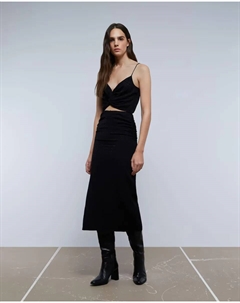 Юбка-миди из жаккарда с черепами и звездами черного цвета, черный Scalpers