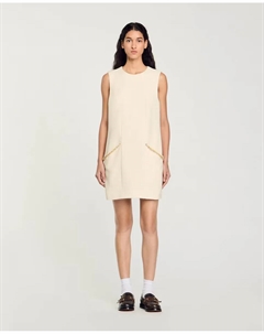 Короткое твидовое платье со стразами, цвет Crudo Sandro