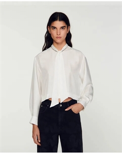 Короткая шелковая женская рубашка, белый Sandro