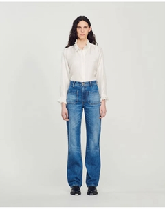 Женские расклешенные джинсы с потертостями, синий Sandro