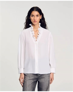 Женская рубашка из струящегося шелка, белый Sandro
