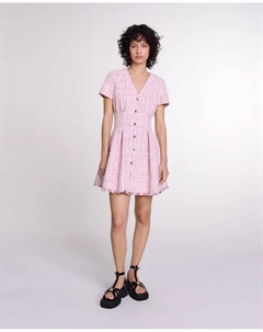 Твидовое платье в стиле бэби-долл, розовый Maje