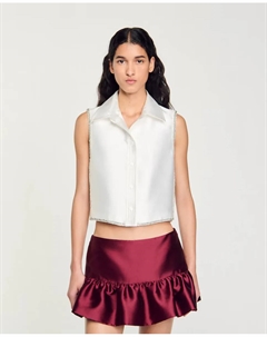 Женская рубашка без рукавов со стразами, белый Sandro