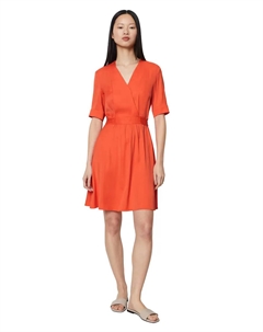 Короткое платье со скрещенным вырезом из атласной ткани, оранжевый Marc o'polo