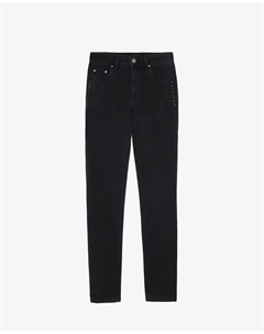 Однотонные женские прямые джинсы с заклепками, черный Scalpers