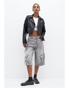 Куртка из эко-кожи, черный Pull & bear