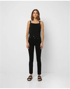 Женские джинсы скинни с застежкой на пуговицы и петлями на талии, черный Scalpers