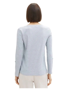 Женская футболка на пуговицах с длинным рукавом, светло-голубой Tom tailor