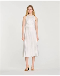 Длинное плиссированное платье, белый Sandro