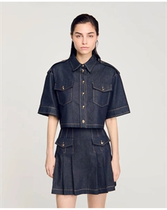 Женская джинсовая рубашка с контрастной строчкой, синий Sandro