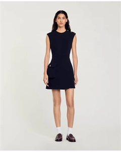 Короткое платье с пуговицами, темно-синий Sandro