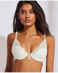 Кружевной бюстгальтер из пеноматериала с глубоким вырезом, цвет Crema Selmark