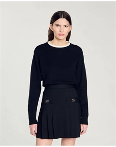 Женский свитер из смесовой шерсти, черный Sandro