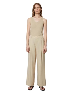 Широкие струящиеся женские брюки со шлевками для ремня на талии, цвет Natural Marc o'polo