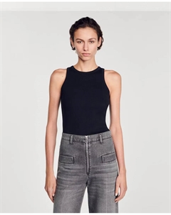 Женская футболка без рукавов с вышивкой, черный Sandro