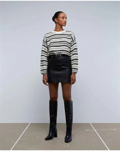 Юбка из яловой кожи с поясом, черный Scalpers