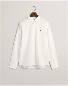 Однотонная рубашка с длинными рукавами, белый Gant