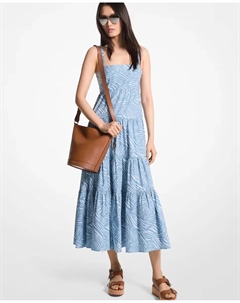 Платье миди на бретелях с принтом, синий Michael michael kors