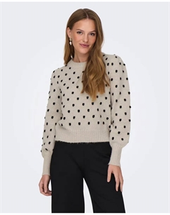 Женский свитер с длинными рукавами и круглым вырезом, бежевый Jdy