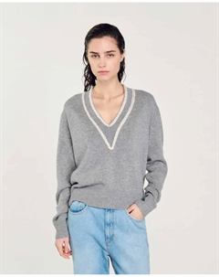 Женский свитер из шерсти и кашемира, серый Sandro