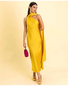 Асимметричное платье миди с бантом, желтый The-are