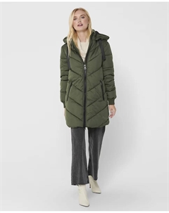 Длинный женский пуховик с капюшоном, цвет Kaki Jdy