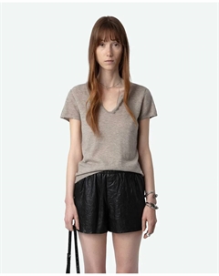 Женский кашемировый свитер Celsy с короткими рукавами, бежевый Zadig&voltaire