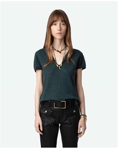 Женский кашемировый свитер Celsy с короткими рукавами, темно-зеленый Zadig&voltaire