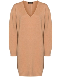 Трикотажное платье с V-образным вырезом, нейтральный цвет Fabiana filippi