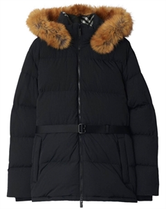 Пуховик с аппликацией B Shield, черный Burberry