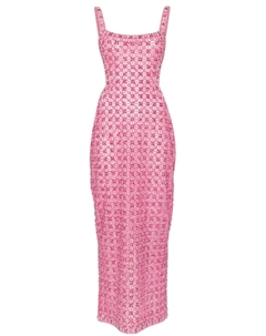 Сетчатое платье с кристаллами, розовый Dina melwani