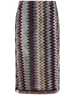 Юбка миди Zigzag с пайетками, нейтральный цвет Missoni