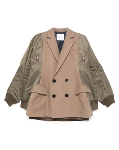 Пиджак со вставками, коричневый Sacai