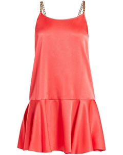 Атласное мини-платье с баской и подолом, розовый Michael kors