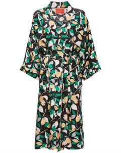 Шелковый халат с принтом, черный La doublej