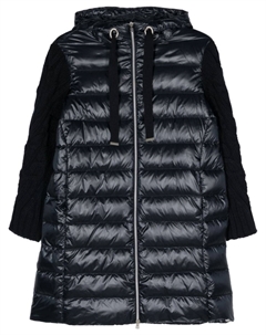 Пуховик с трикотажными рукавами, синий Herno