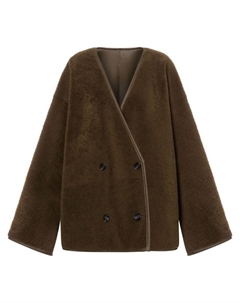 Двубортное пальто из овчины, коричневый Philosophy di lorenzo serafini