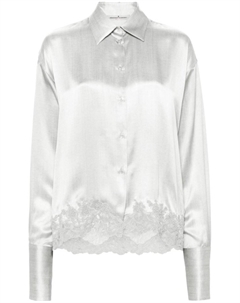 Шелковая рубашка с кружевом, серый Ermanno scervino