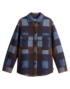 Клетчатый узор шерстяная рубашка, синий Woolrich