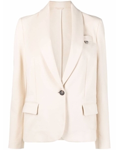 Однобортный блейзер, нейтральный цвет Brunello cucinelli