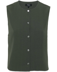 Креповый жилет в полоску, зеленый Theory